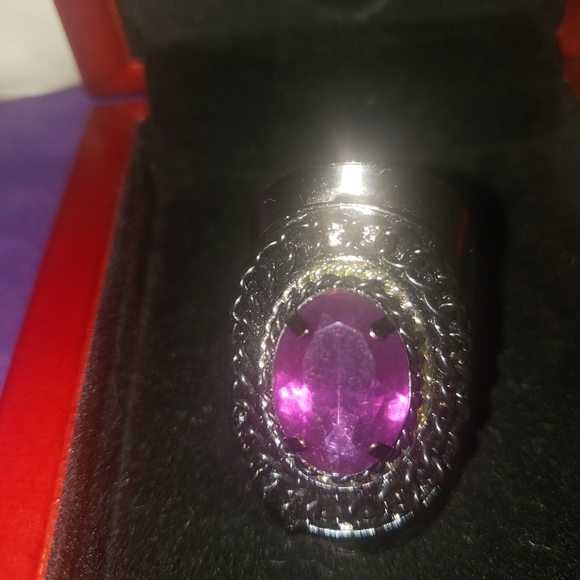 Bling Fashion Ring Purple Stone - Picture 3 of 5